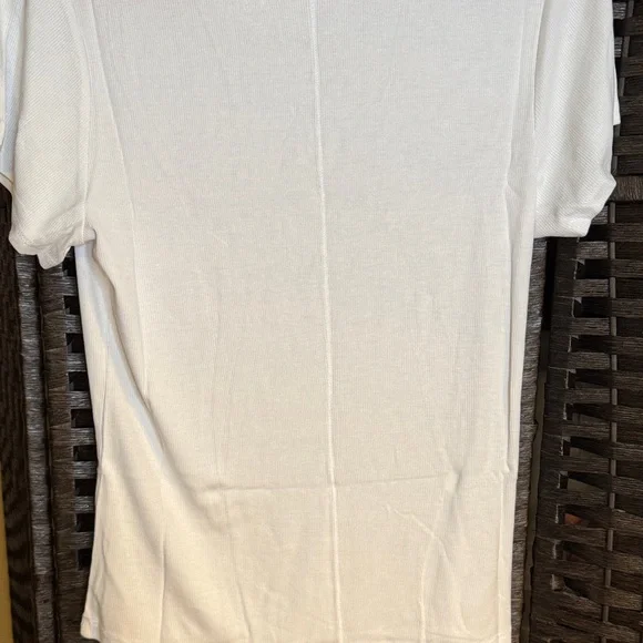 Nuuds White Short Sleeve Slinky Rib White Tee XL NWT - Picture 6 of 10